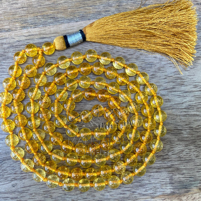 Citrine Mala AAA 8MM, 108 Mala Beads, Healing Mala, Citrine Necklace, Buddhist Prayer Beads, Vitality, Motivation, Courage, Happiness