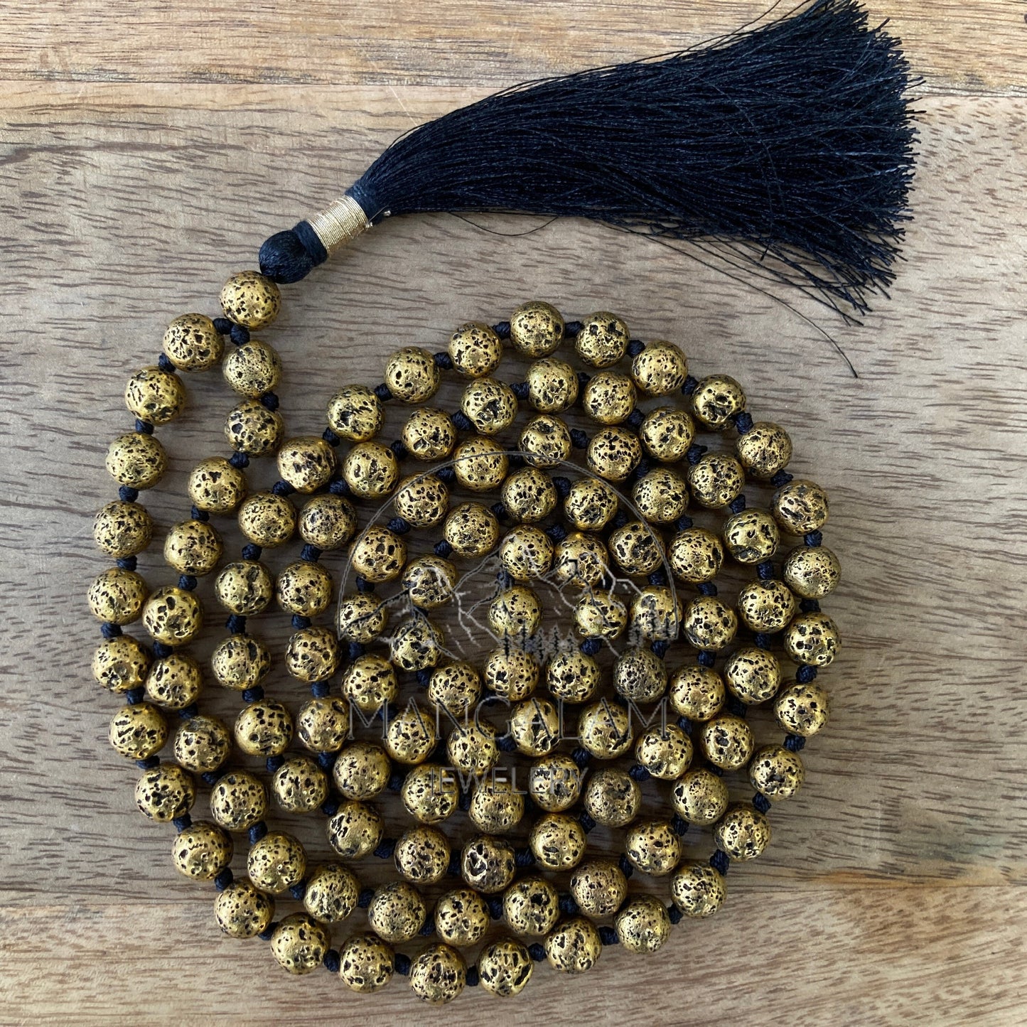 Golden Lava Mala, Lava mala, 108 Beads Mala, Golden Lava Mala, Hand Knotted Mala, Yoga Jewelry, Hand Knotted Neckace