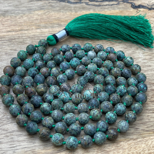 African Firoza Mala, African Turquoise Necklace, 108 Beads, Beaded Necklet, Statement Necklace, Handmade Jewelry