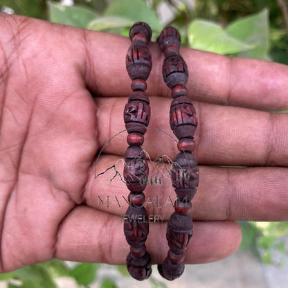 Radha Tulsi Mala Tulasi Bead Necklace Kanthi, India Women Men Mala Religious Jewelry, Hindu Krishna Prayer Mala, Holy Basil Wood Bead Mala