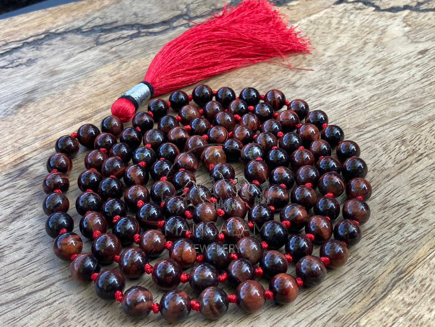 Self Confidence Mala, Red Tiger Eye Necklace, Red Tiger Eye Mala, 108 Beads Mala, Yoga Gifts, Statement Necklace, Mala Necklace