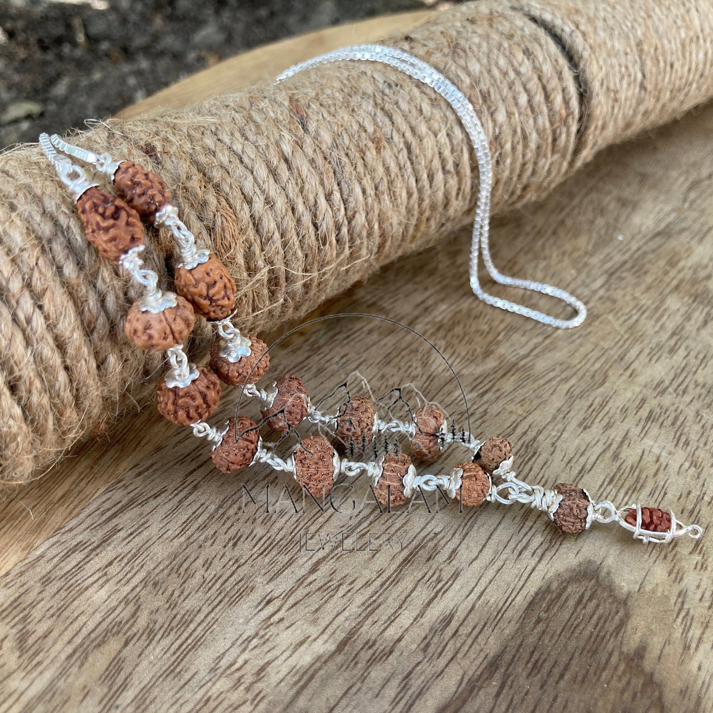 Siddha Mala 1 - 14 Mukhi , Gauri Shankar , Ganesh Rudraksha Rudraksh in Silver Lab Certified