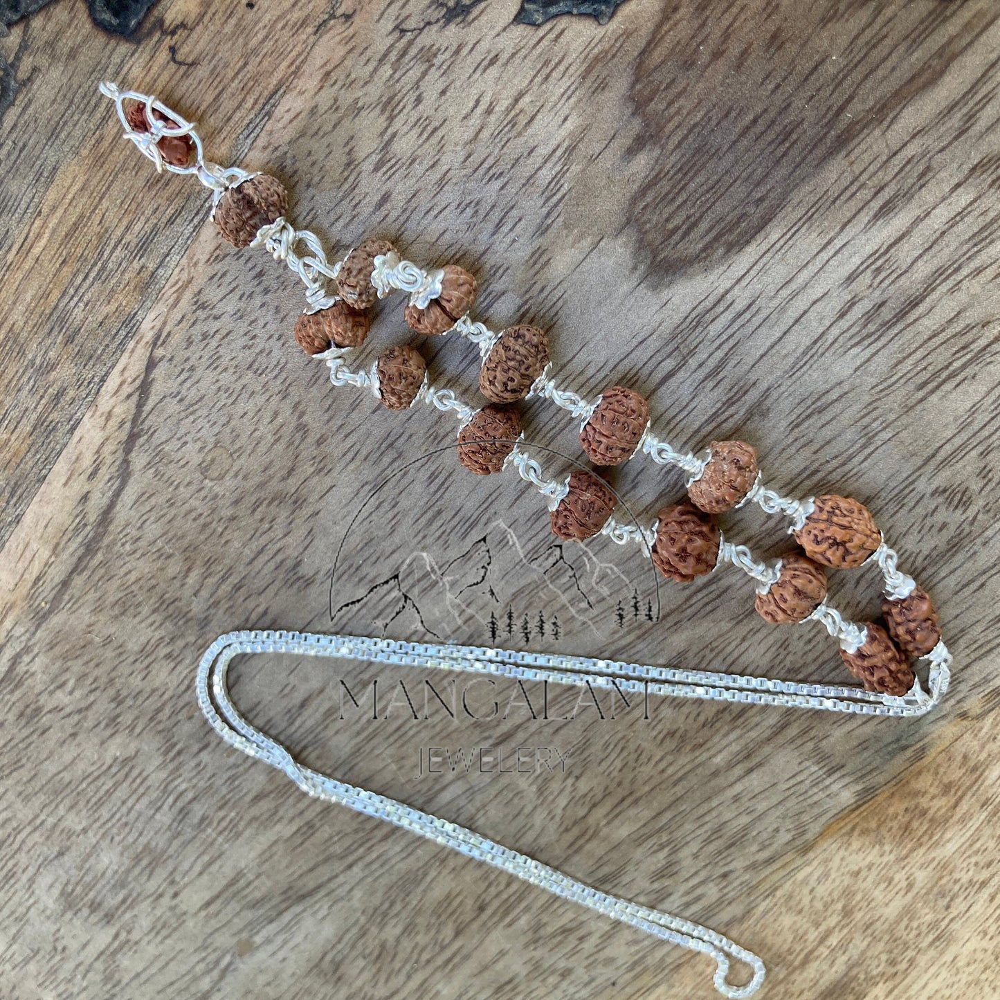 Siddha Mala 1 - 14 Mukhi , Gauri Shankar , Ganesh Rudraksha Rudraksh in Silver Lab Certified