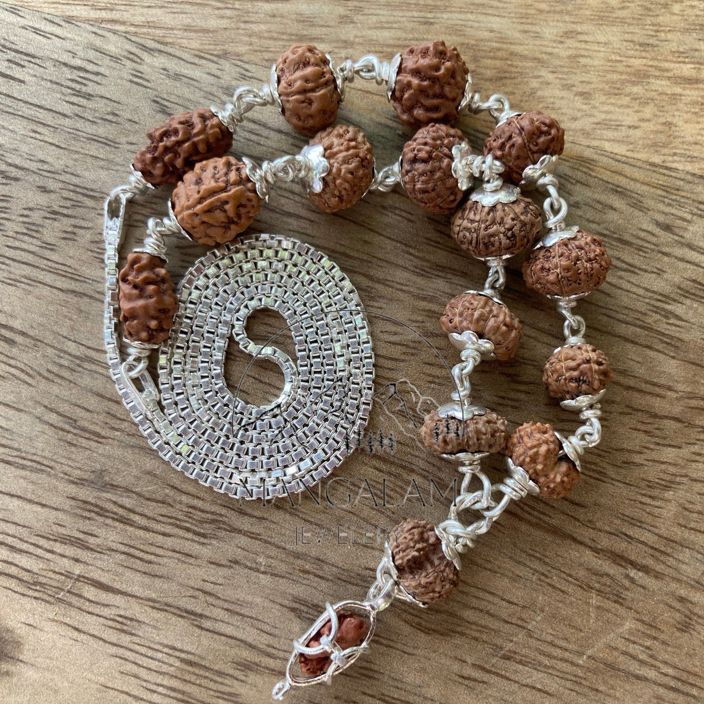 Siddha Mala 1 - 14 Mukhi , Gauri Shankar , Ganesh Rudraksha Rudraksh in Silver Lab Certified