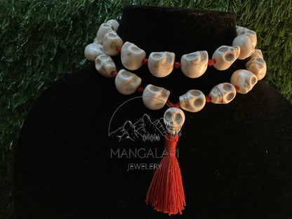 Big Howlite Skull Beads Skull Mala, Skull Necklace, Mala Beads, Yoga Gifts, Shiva Jewelry, Kapala Prayer Beads, Kali Mala, Kali Maa Goddess