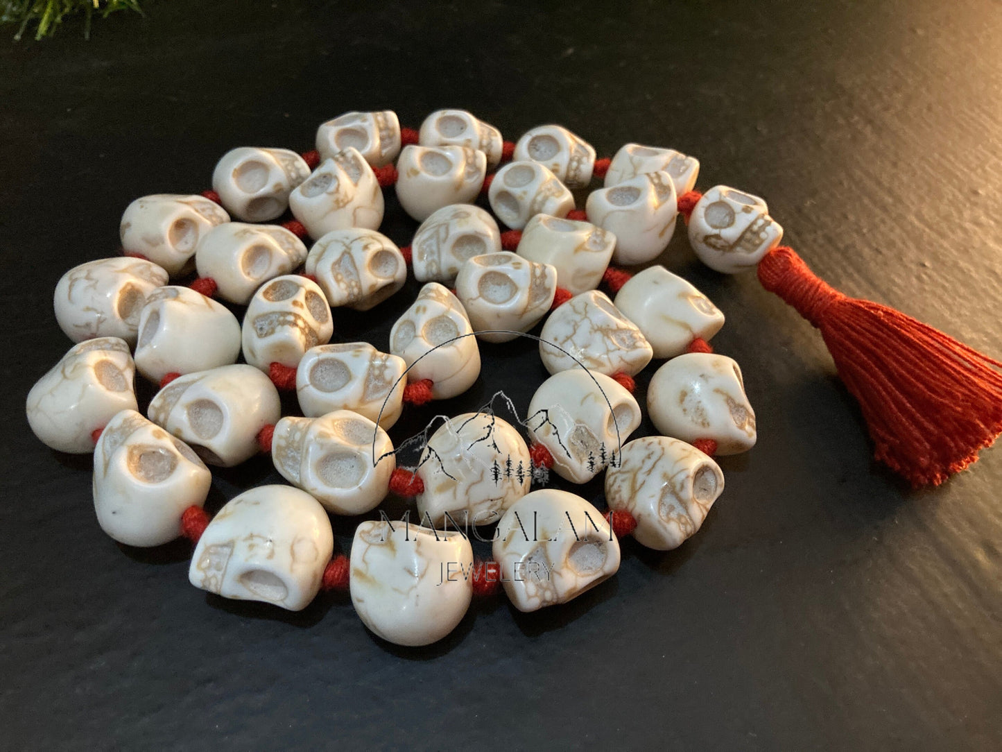 Big Howlite Skull Beads Skull Mala, Skull Necklace, Mala Beads, Yoga Gifts, Shiva Jewelry, Kapala Prayer Beads, Kali Mala, Kali Maa Goddess