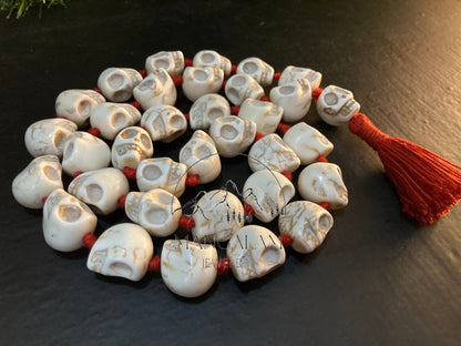 Big Howlite Skull Beads Skull Mala, Skull Necklace, Mala Beads, Yoga Gifts, Shiva Jewelry, Kapala Prayer Beads, Kali Mala, Kali Maa Goddess