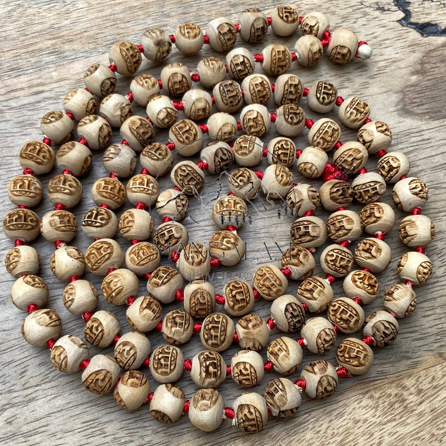 Tulsi Mala Necklace - Ram Engraved, 108 Prayer Beads, Krishna Seed Necklace, Holy Basil Mala, Tulasi Necklace