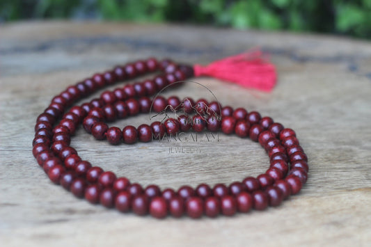 Red Sandalwood Mala, Red Sandalwood Necklace, Hand Knotted Mala, Sandalwood Buddhist Mala, Yoga Gifts, Statement Necklace