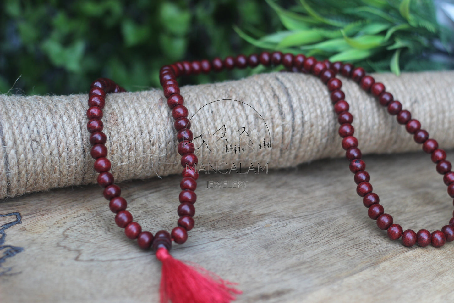 Red Sandalwood Mala, Red Sandalwood Necklace, Hand Knotted Mala, Sandalwood Buddhist Mala, Yoga Gifts, Statement Necklace