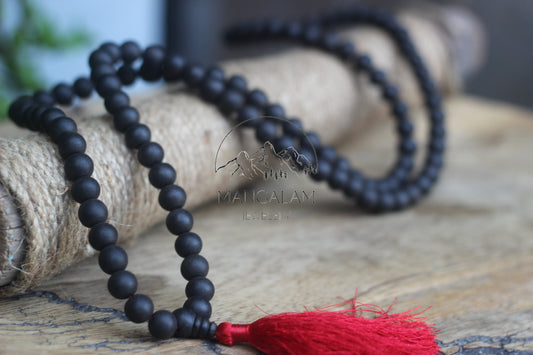 Matte Karungali Mala, Ebony Wood Mala, Wood Bead Necklace, Prayer Beads, Handmade Necklace