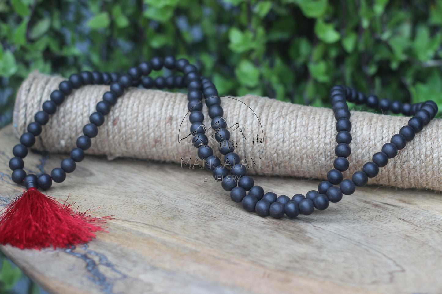 Matte Karungali Mala, Ebony Wood Mala, Wood Bead Necklace, Prayer Beads, Handmade Necklace