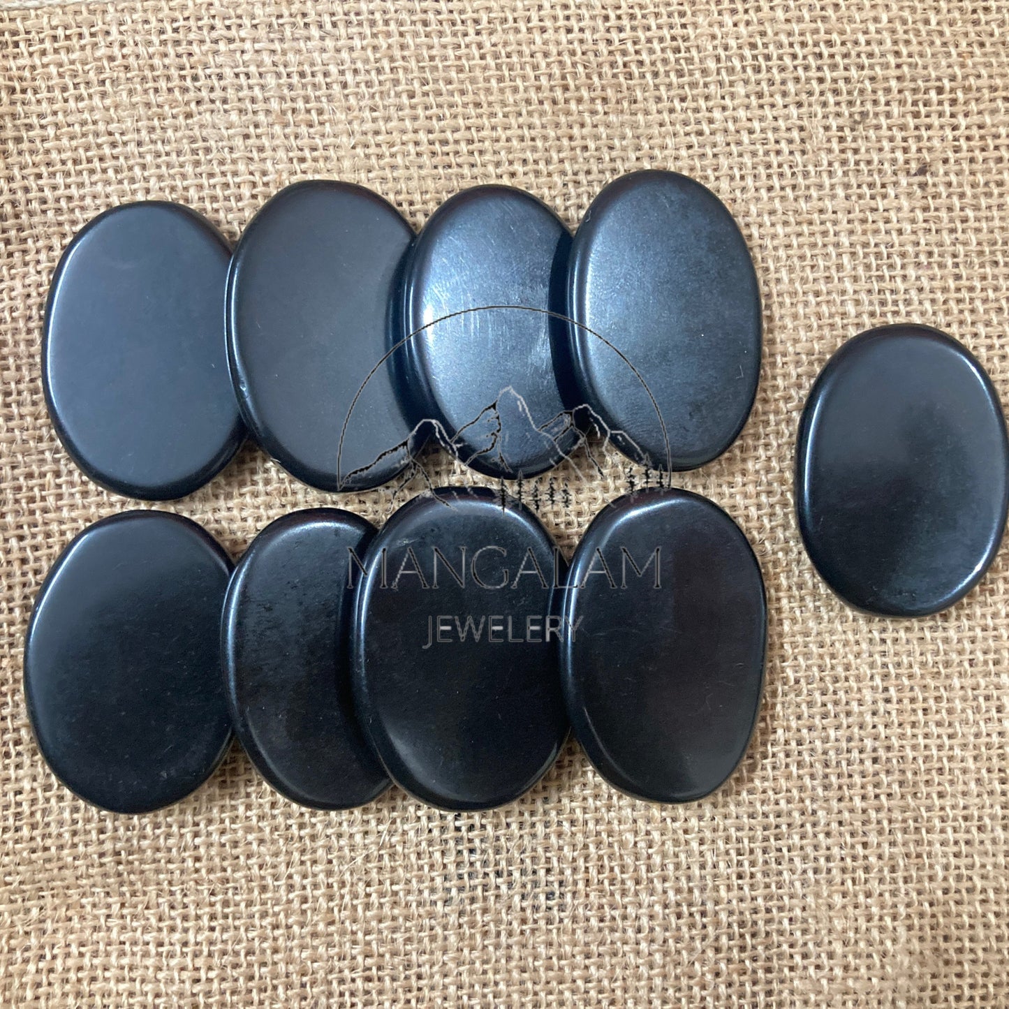 Karuna Reiki Set, Black Tourmaline Karuna Runes, Complete 9 Piece Crystal Engraved Karuna Symbol Reiki Runes, Black Tourmaline Reiki Set