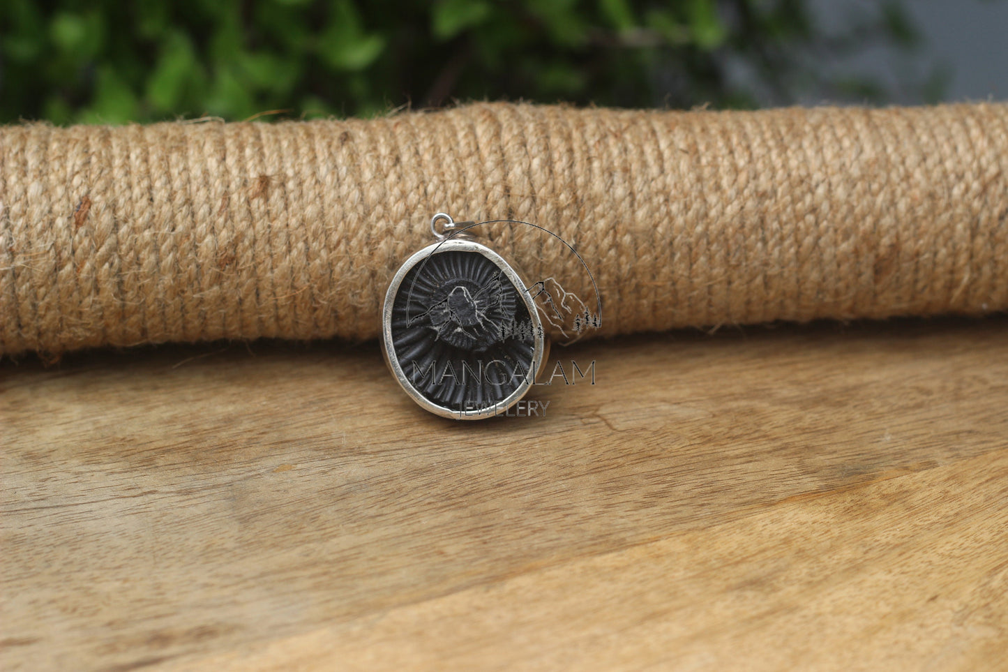 Big Size Sudershan Shaligram in Silver Pendant, Religious Gifts, Sudarshan Saligram Stone Gandaki River Nepal, Ritual Object