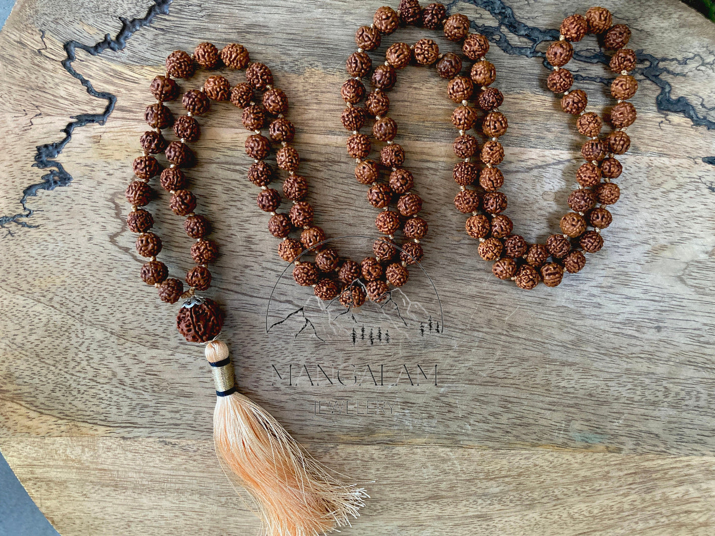 108 Natural Aged Dark Black Rudraksha Seed Mala Prayer Beads, Sacred Rudraksha Japa Mala, Meditation Mala Rosary