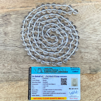 AAA Natural Sphatik Mala, 108 Beads mala, Genuine Sphatic Beads Necklace 8MM, Handmade Jewelry