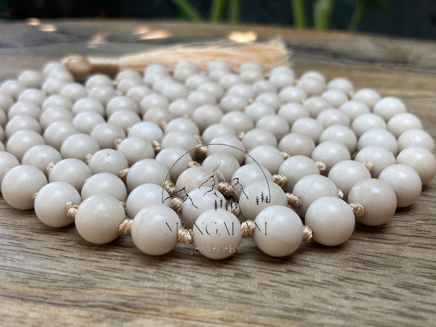 River Stone Mala, River Stone Necklace, 108 Mala beads, Natural gemstone Mala, Statement necklace, Gift for yoga lovers