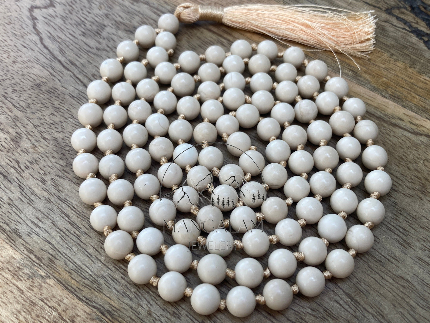 River Stone Mala, River Stone Necklace, 108 Mala beads, Natural gemstone Mala, Statement necklace, Gift for yoga lovers