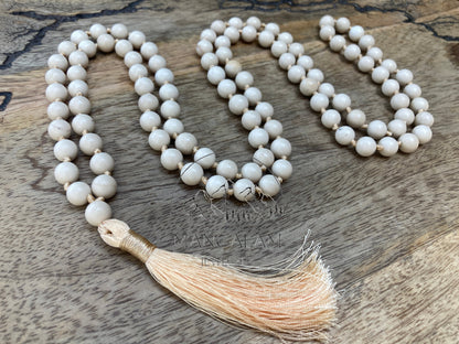 River Stone Mala, River Stone Necklace, 108 Mala beads, Natural gemstone Mala, Statement necklace, Gift for yoga lovers