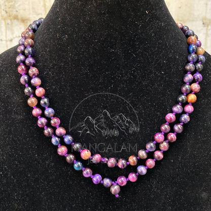 Purple Tiger Eye Mala, Hand Knotted Mala, Prayer Beads, Purple Tiger Eye Necklace, 108 Mala Beads, Statement Necklace, Gift For Yoga Lover