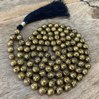 Golden Lava Mala, Lava mala, 108 Beads Mala, Golden Lava Mala, Hand Knotted Mala, Yoga Jewelry, Hand Knotted Neckace
