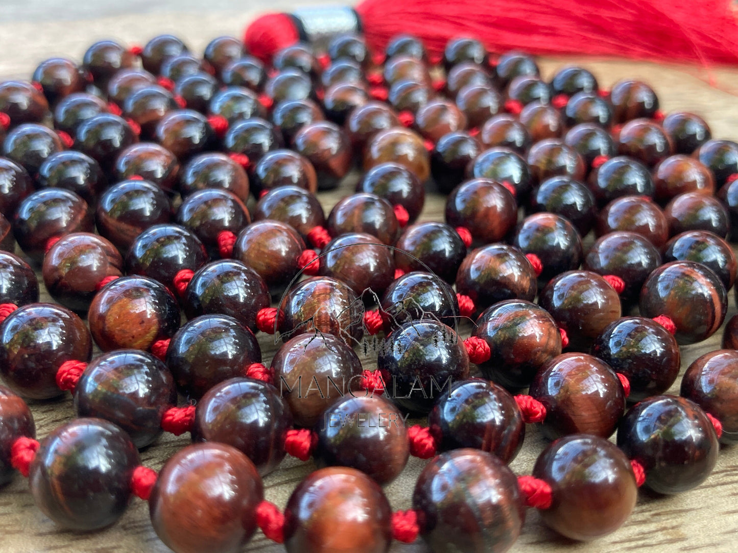 Self Confidence Mala, Red Tiger Eye Necklace, Red Tiger Eye Mala, 108 Beads Mala, Yoga Gifts, Statement Necklace, Mala Necklace