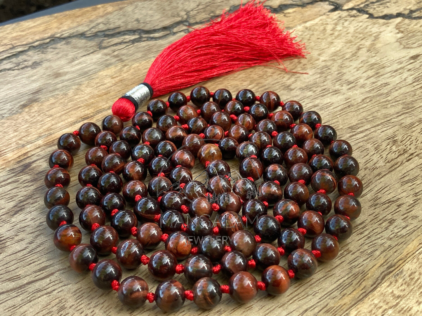Self Confidence Mala, Red Tiger Eye Necklace, Red Tiger Eye Mala, 108 Beads Mala, Yoga Gifts, Statement Necklace, Mala Necklace