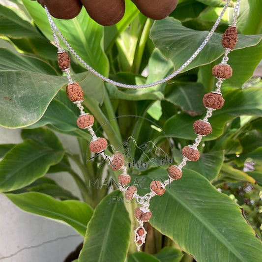 Siddha Mala 1 - 14 Mukhi , Gauri Shankar , Ganesh Rudraksha Rudraksh in Silver Lab Certified