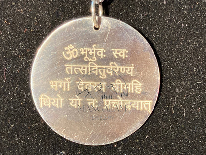 Gayatri mantra Pendent in Silver Coin Mantra Charm- Silver Pendant, Gayatri Mantra Pendent Custom Engraved Necklace,