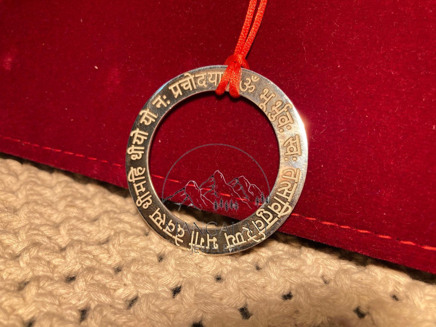 Gayatri mantra Pendent in Silver Ring Mantra Charm- Silver Pendant, Gayatri Mantra Pendent Custom Engraved Necklace,