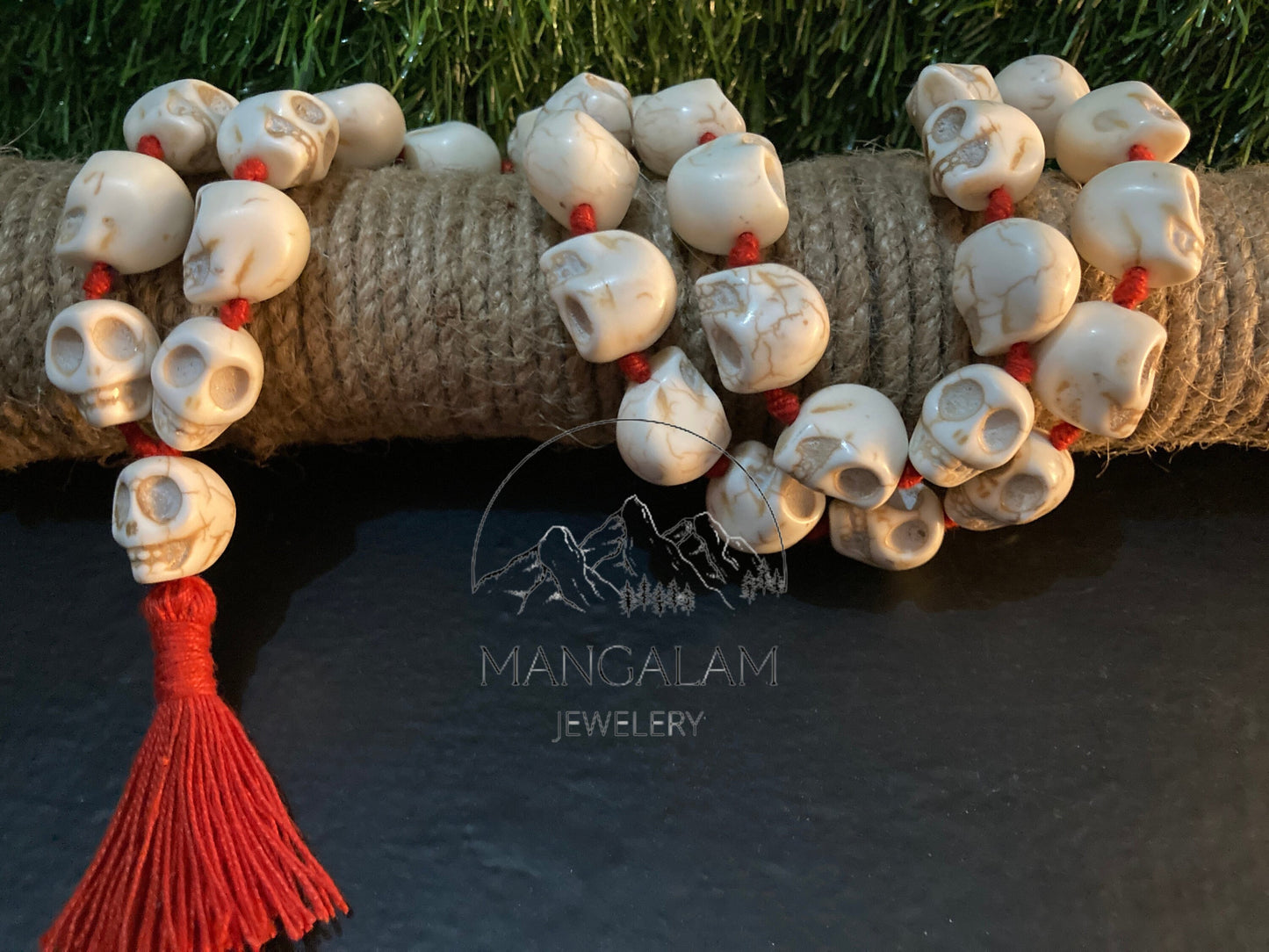 Big Howlite Skull Beads Skull Mala, Skull Necklace, Mala Beads, Yoga Gifts, Shiva Jewelry, Kapala Prayer Beads, Kali Mala, Kali Maa Goddess