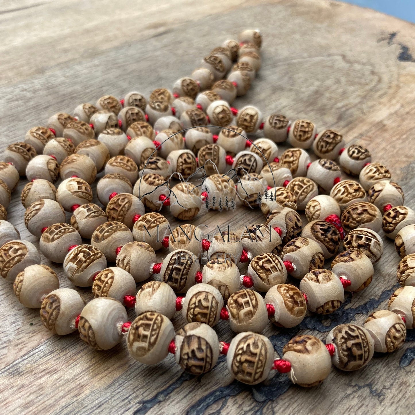 Tulsi Mala Necklace - Ram Engraved, 108 Prayer Beads, Krishna Seed Necklace, Holy Basil Mala, Tulasi Necklace