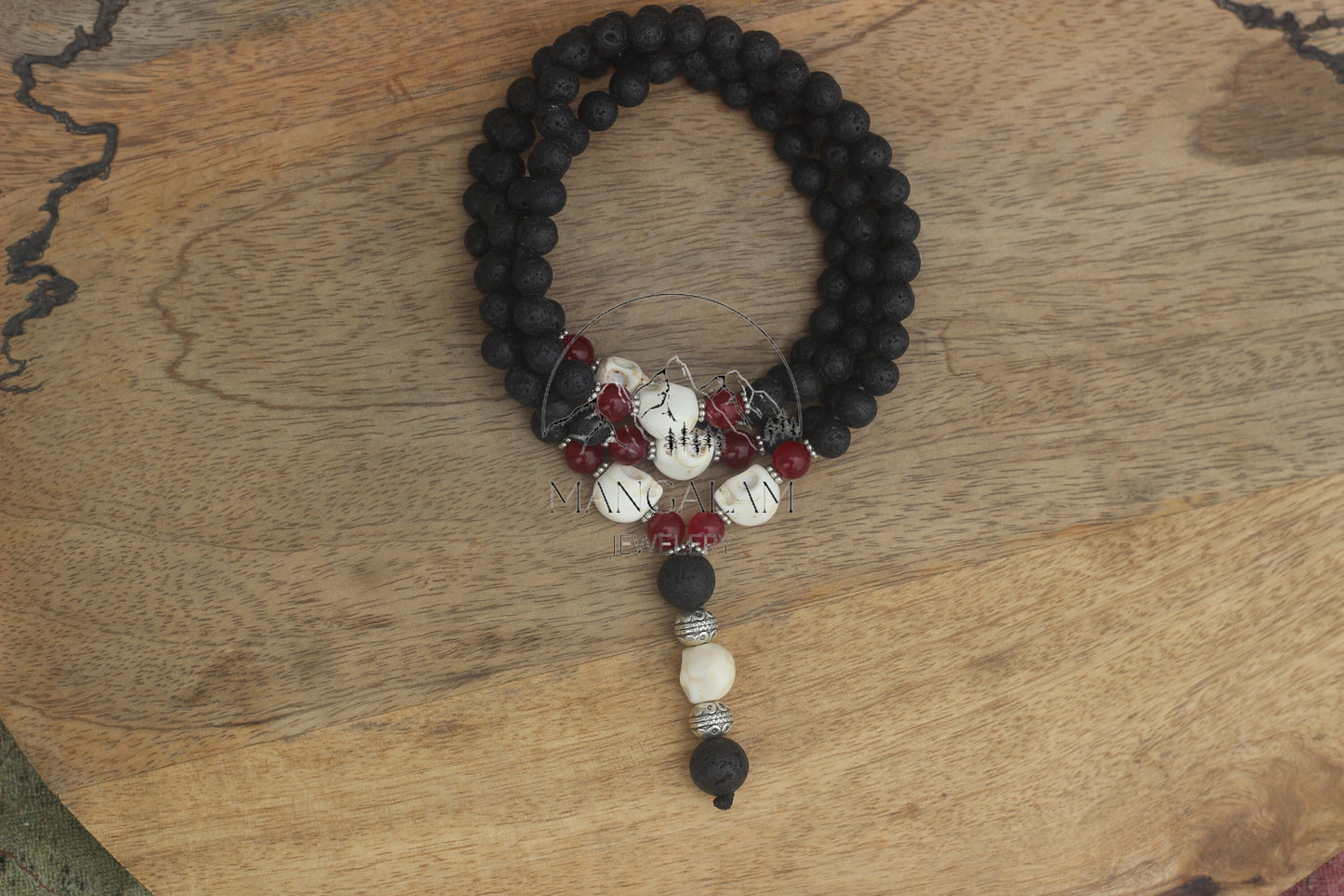108 Kali Mala, Spirituality Lava Tibetan Mala, Guru Skull Japa Mala Long Necklace, Buddhist Chain