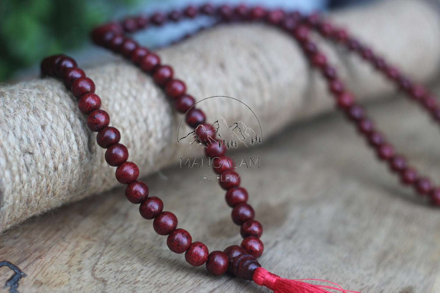 Red Sandalwood Mala, Red Sandalwood Necklace, Hand Knotted Mala, Sandalwood Buddhist Mala, Yoga Gifts, Statement Necklace