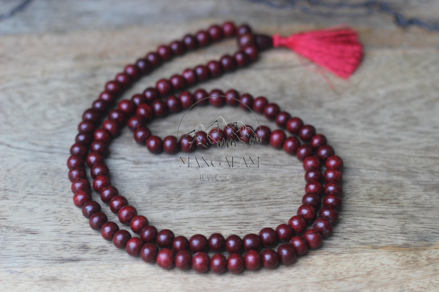 Red Sandalwood Mala, Red Sandalwood Necklace, Hand Knotted Mala, Sandalwood Buddhist Mala, Yoga Gifts, Statement Necklace