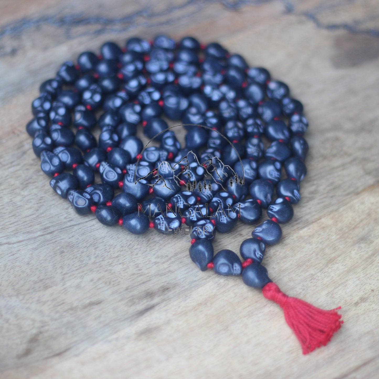 Black Skull mala, Kali Necklace, Kapala Necklace, Mala Beads, Skull Necklace, Shiva Necklace, Handmade Jewelry