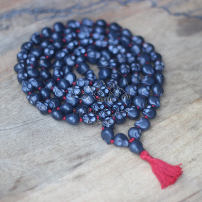 Black Skull mala, Kali Necklace, Kapala Necklace, Mala Beads, Skull Necklace, Shiva Necklace, Handmade Jewelry