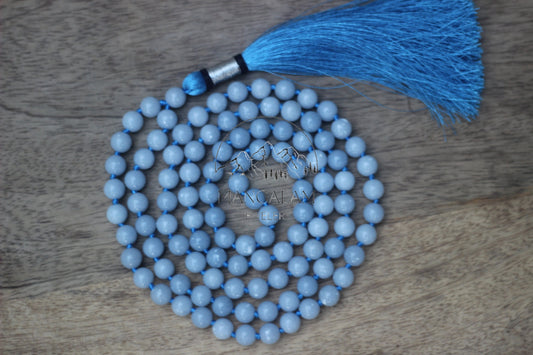 Angelite Necklace, Angelite Mala, Statement Necklace, Handmade Necklet, Gift For Yoga Lover, Handmade Jewelry
