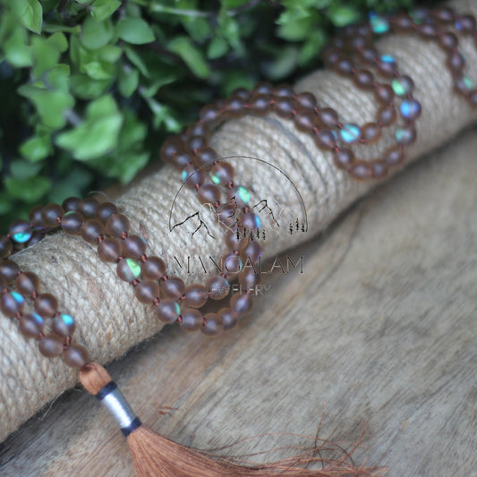 Mystic Aura Quartz Bead Mal, Mystic Aura Quartz Beads necklace 108 mala Beads, Gift For Mediation lovers