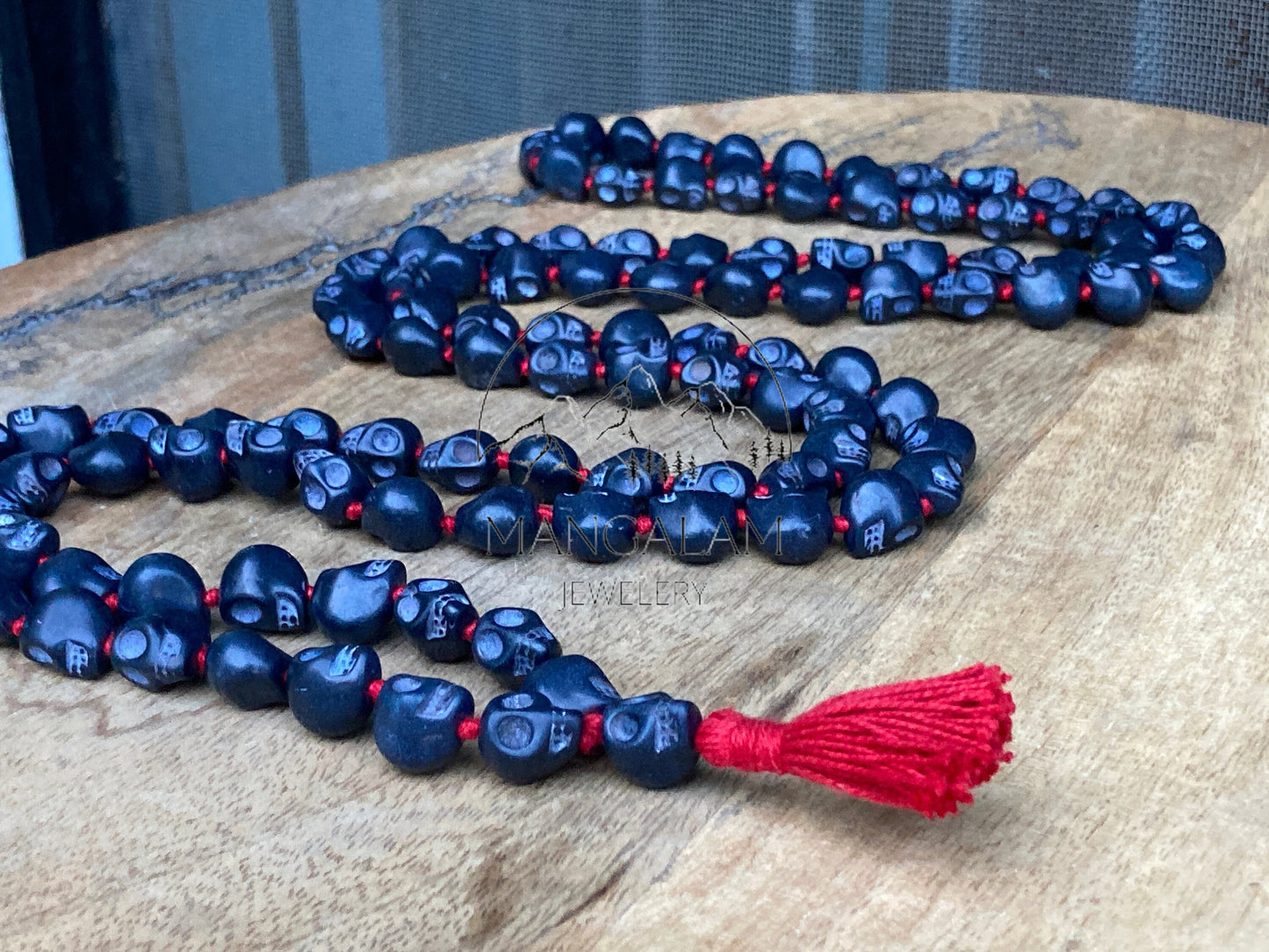 Black Skull mala, Kali Necklace, Kapala Necklace, Mala Beads, Skull Necklace, Shiva Necklace, Handmade Jewelry