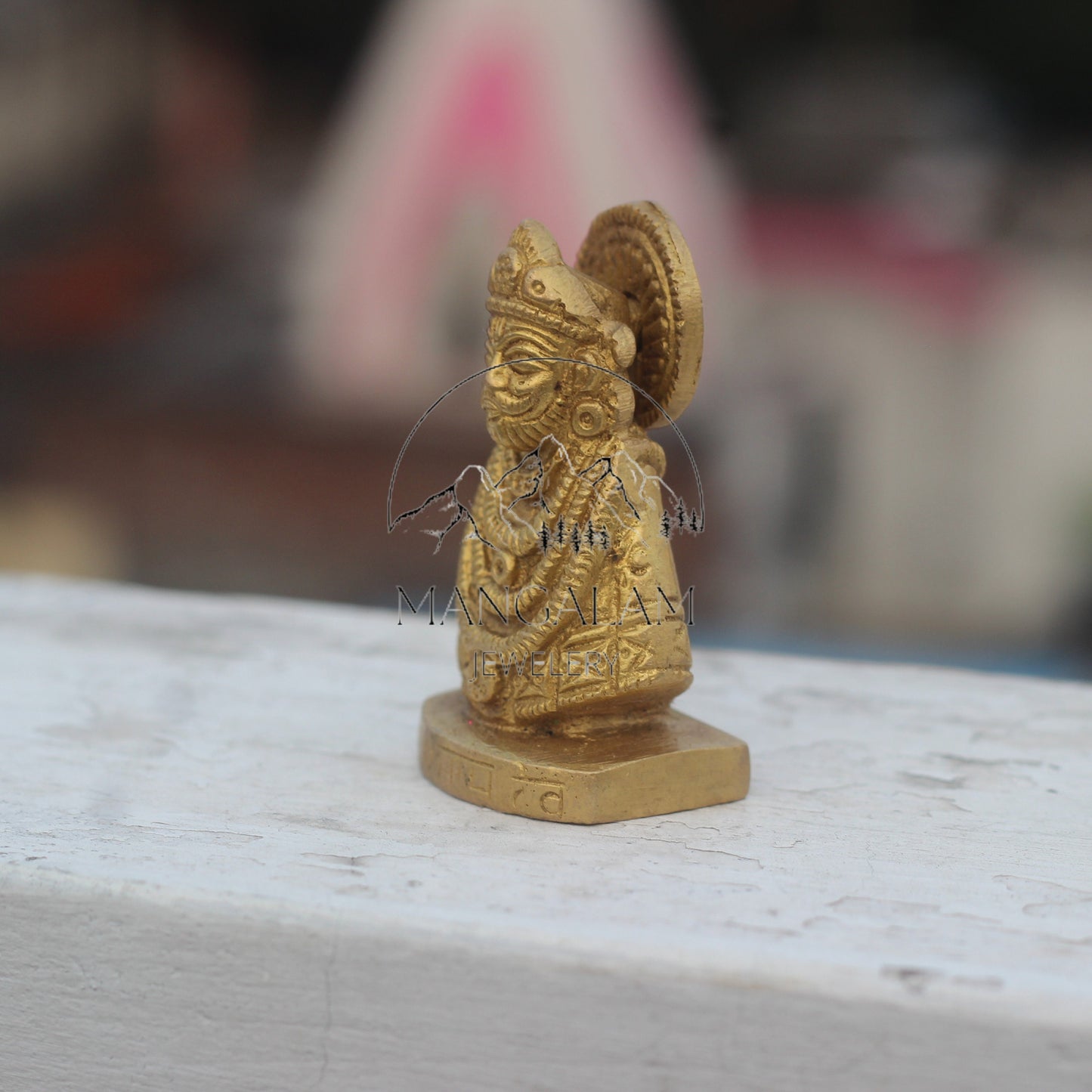 Antique Brass Idol: Lord Khatu Shyam - A Divine Pocket-Sized Sculpture of Shyam Baba