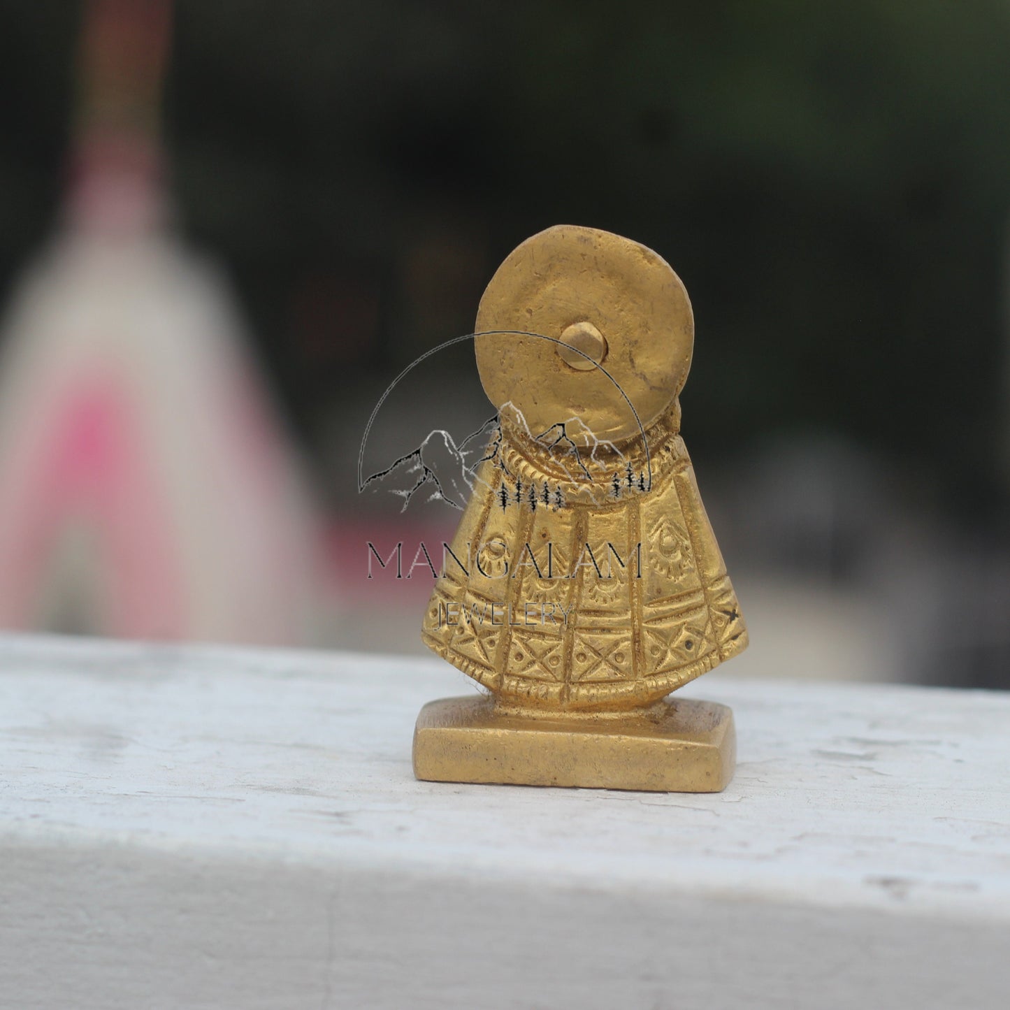Antique Brass Idol: Lord Khatu Shyam - A Divine Pocket-Sized Sculpture of Shyam Baba