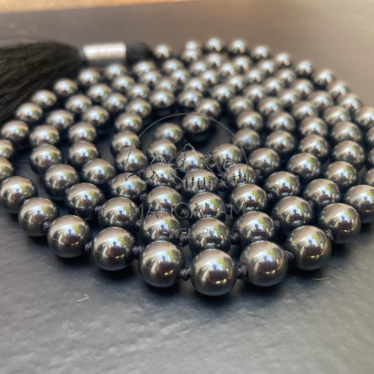 Magnetic Hematite Mala, Magnetic Hematite Necklace, 108 Beads, Gift For Yoga Lover, Statement Necklace