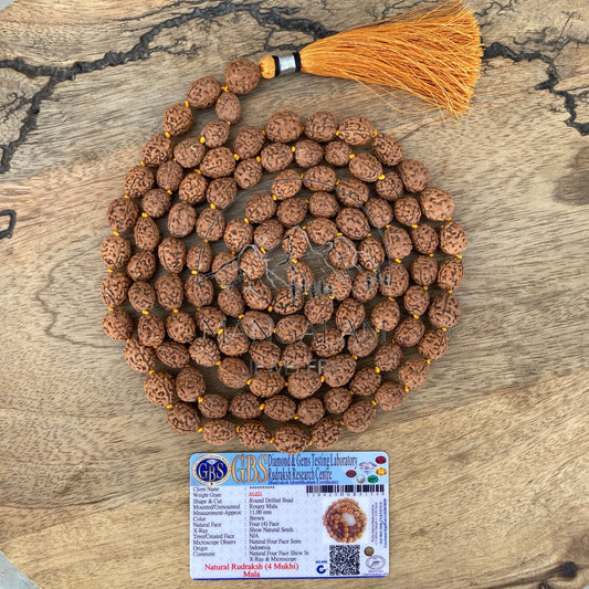 Rare Big Four Mukhi Rudraksha Mala, 4 Mukhi Mala, Four Faced Rudraksha Mala 4 Face Rudraksha Japa Mala