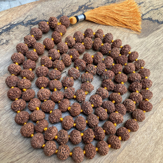Rare Big Nine Mukhi Rudraksha 15MM - Lab certified, Hand Knotted Mala, Nine Face Rudraksha • Natural Undyed, Yoga Gift, Spiritual Jewelry