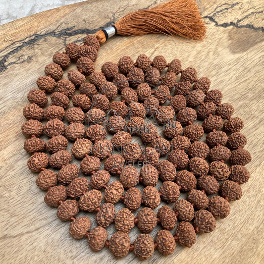 Rare Big Size 9 Mukhi Rudraksha Mala - Lab Certified, 9 Mukhi Rudraksha Necklace, Yoga Gifts, Statement Necklace, Gift For Yoga Lover