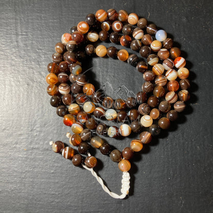 Banded Brown Agate Adjustable Necklace, Banded Brown Agate Mala, Statement Necklace, Yoga Gifts, 108 Mala Beads, Handmade Jewelry