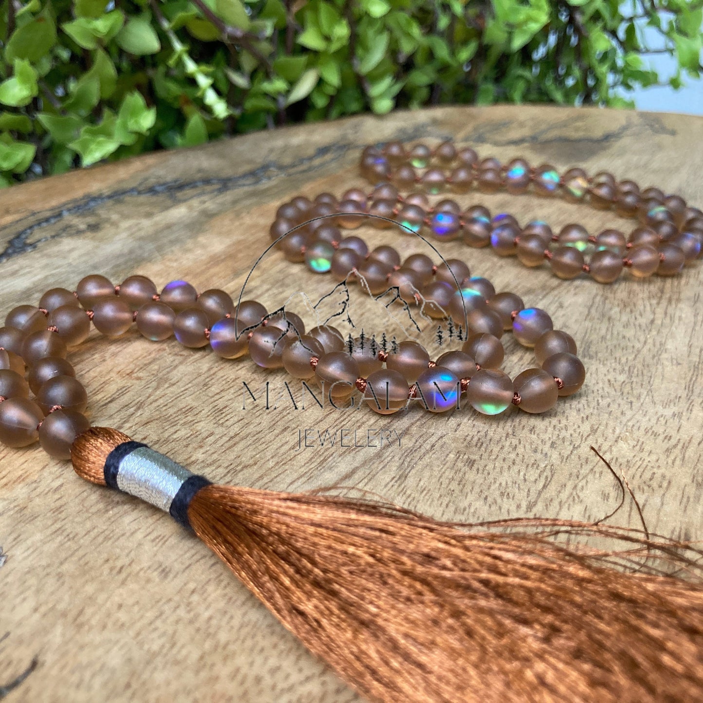 Mystic Aura Quartz Bead Mal, Mystic Aura Quartz Beads necklace 108 mala Beads, Gift For Mediation lovers