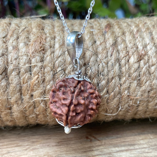 7 Mukhi Nepali Rudraksha Bead Pendant -Lab Certified in Sterling Silver, Spiritual Gifts, Yoga Pendant, Handmade Jewelry