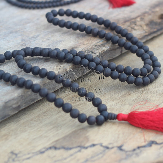 Matte Karungali Mala 6MM and 10MM, Ebony Wood Mala, Wood Bead Necklace, Prayer Beads, Handmade Necklace
